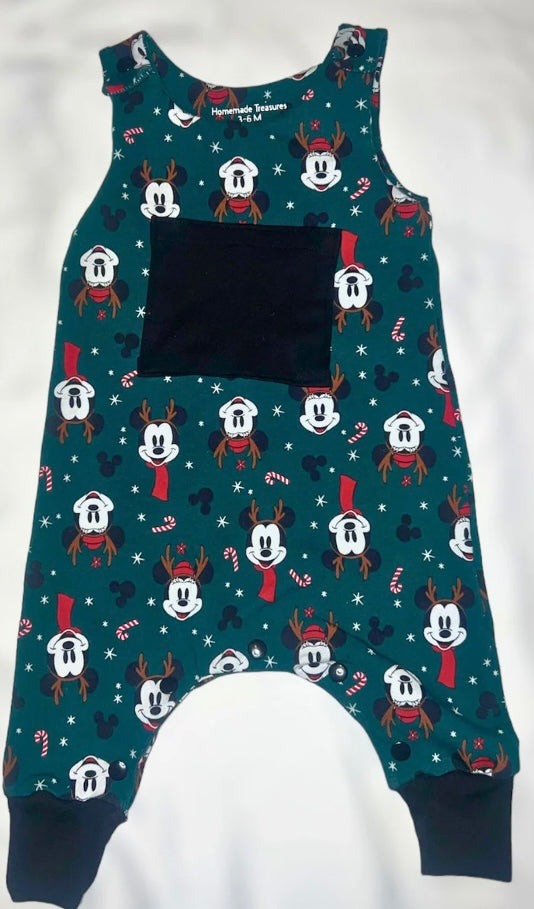 Green Mickey Mouse Christmas Baby Romper