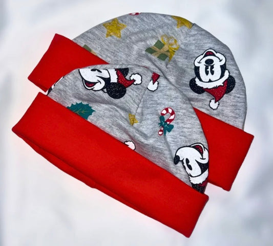 Grey Christmas Mickey Mouse Baby Hat