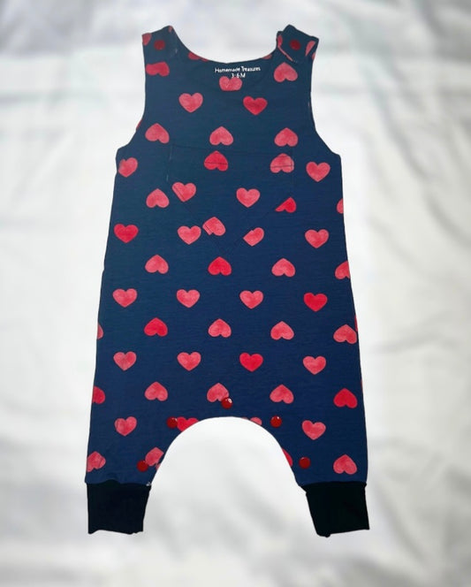 Navy Hearts Baby Romper