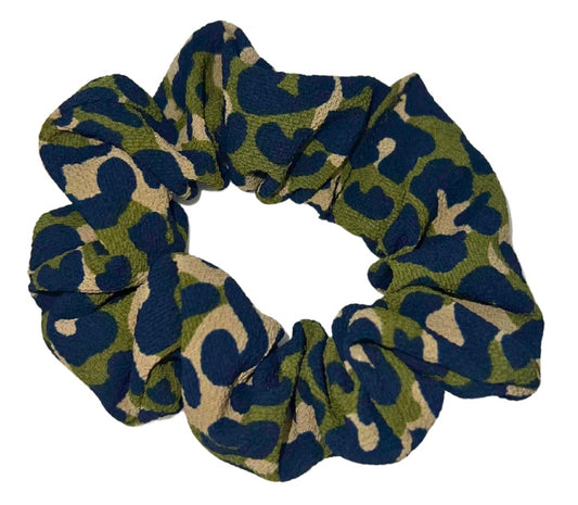 Green Cheetah Scrunchie