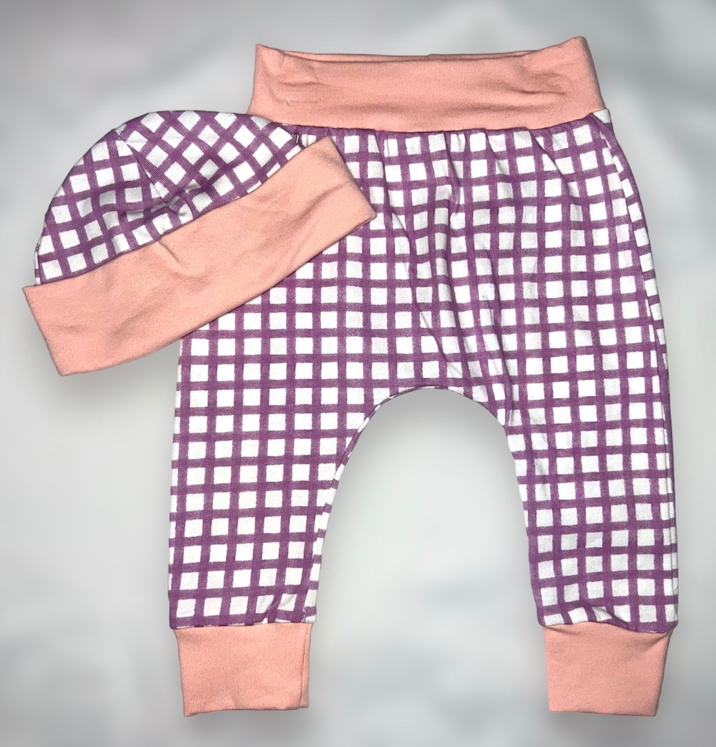 Purple Gingham Baby Pants