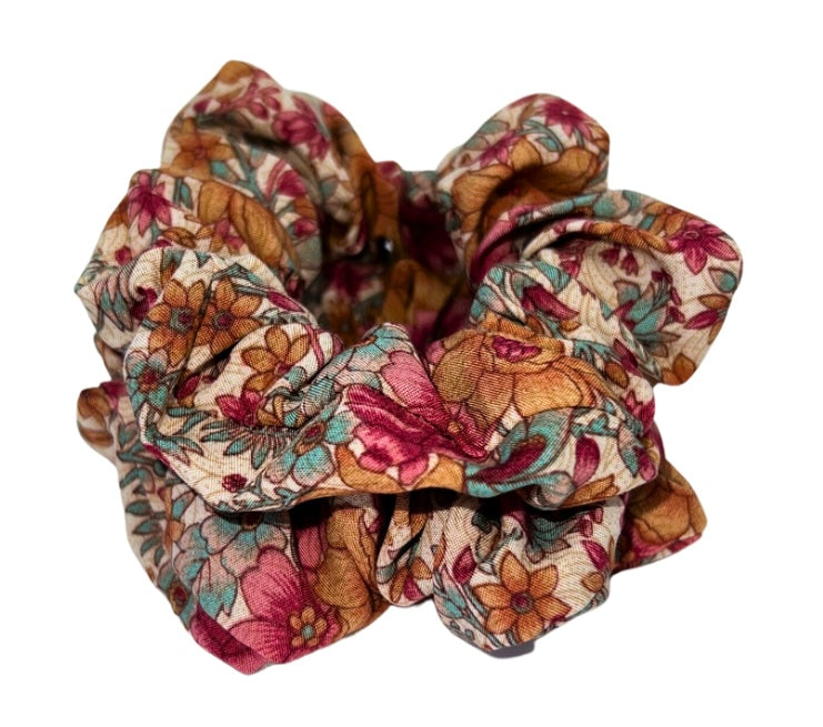 Peach Floral Scrunchie