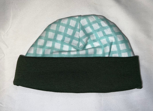 Green Chequered Baby Hat